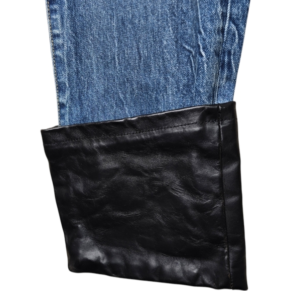 R13 Axl Leather-Cuff High-Rise Straight-Leg Jeans Size 27 - Picture 9 of 16